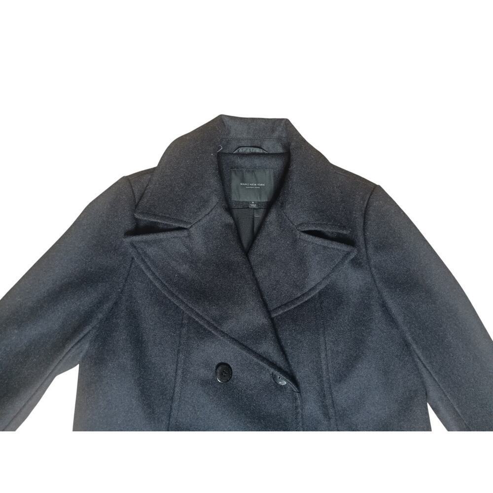 Marc New York Andrew Marc Peacoat Wool Blend Black Size 6 Double Breasted Lined - Picture 6 of 16